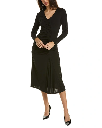 Donna Karan Ruched Midi Dress In Black
