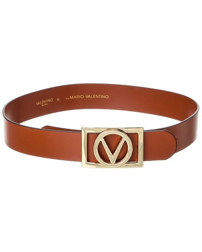 Valentino By Mario Valentino Dolly Bombe Leather Belt In Brown