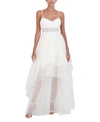 Bcbgmaxazria Long Evening Dress In White