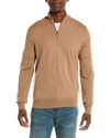Brooks Brothers Fine Merino Wool Half-zip Sweater In Beige