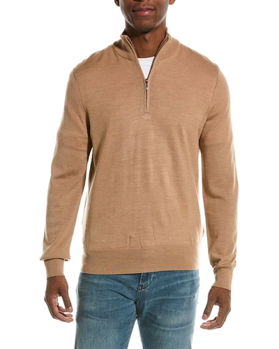 Brooks Brothers Fine Merino Wool Half-zip Sweater In Beige