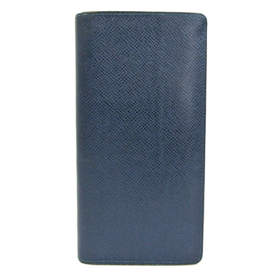 Pre-owned Louis Vuitton Portefeuille Brazza Leather Wallet () In Blue