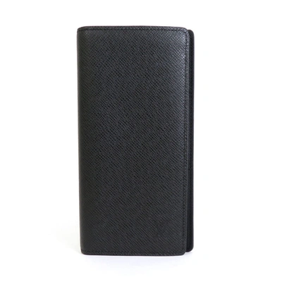 Pre-owned Louis Vuitton Portefeuille Brazza Leather Wallet () In Black