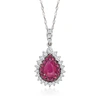 Ross-simons Ruby And . Diamond Pendant Necklace In 14kt White Gold In Red