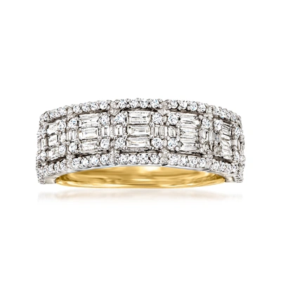 Ross-simons Baguette And Round Diamond Ring In 14kt 2-tone Gold In White