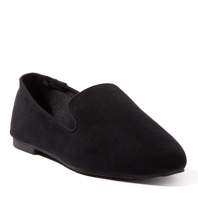 Dearfoams Ez Feet Women's Mixed Material Loafer Slipper In Black