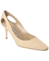 Manolo Blahnik Toplaca 70 Linen Pump In Beige