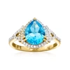 ROSS-SIMONS SWISS BLUE TOPAZ AND . DIAMOND RING IN 14KT YELLOW GOLD