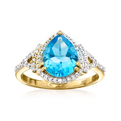 Ross-simons Swiss Blue Topaz And . Diamond Ring In 14kt Yellow Gold