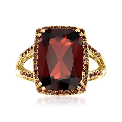 Ross-simons Garnet And . Red Diamond Ring In 14kt Yellow Gold