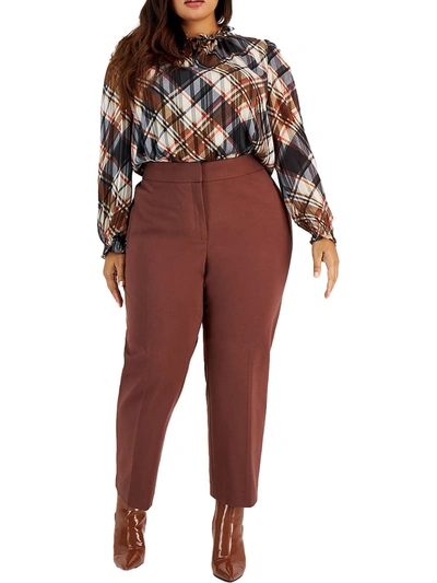 Bar Iii Plus Womens Suit Separate Professional Dress Pants In Cherry Pie