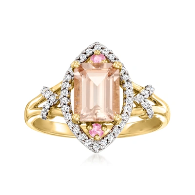 Ross-simons Morganite And . Diamond Ring With Pink Sapphire Accents In 14kt Yellow Gold