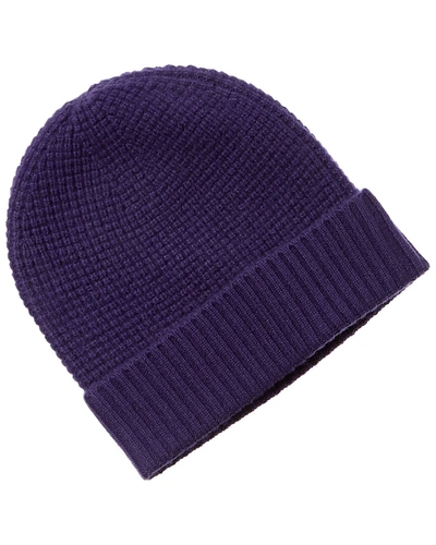 Qi Cashmere Thermal Stitch Cashmere Hat In Purple