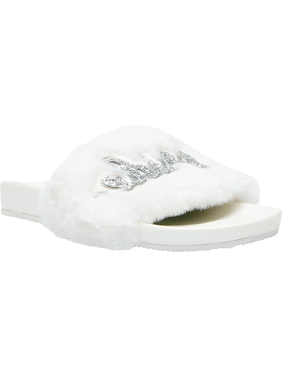 Betsey Johnson Alice Womens Bride Glitter Pool Slides In Multi