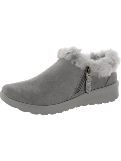 Bzees Genuine Womens Faux Shearling Padded Insole Booties In Grey