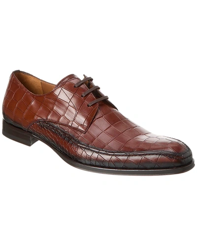 Mezlan Croc-embossed Leather Oxford In Brown