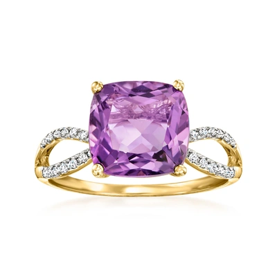 Ross-simons Amethyst And . Diamond Ring In 14kt Yellow Gold In Purple