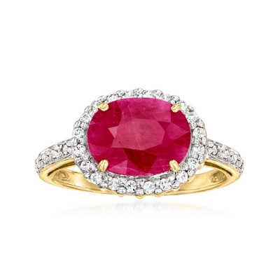 Ross-simons Ruby And . White Topaz Ring In 14kt Gold In Red