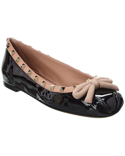 VALENTINO GARAVANI ROCKSTUD PATENT BALLERINA FLAT