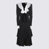 Alessandra Rich Bow-detailed Ruffled Polka-dot Silk Midi Dress In Black