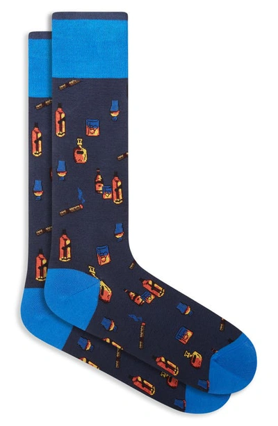 Bugatchi Cigar Bar Dress Socks In Navy