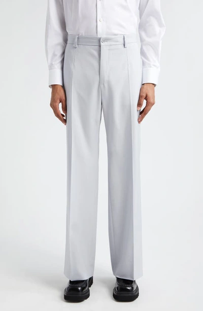 Dolce & Gabbana Sallia Flat Front Straight Leg Stretch Wool Twill Pants In Grey