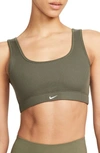 Nike Women's Alate All U Light-support Lightly Lined Ribbed Sports Bra In Green