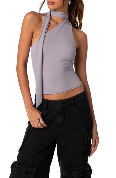 Edikted Women's Melony Asymmetric Scarf Top In Grey