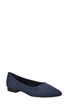 Bella Vita Womens Solid Manmade Flat Shoes In Navy Suede