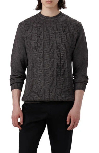 Bugatchi Cable Stitch Merino Wool Sweater In Anthracite