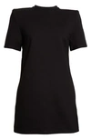 Area Crystal Embellished Slit Mini Shirtdress In Black