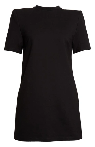 Area Crystal Embellished Slit Mini Shirtdress In Black