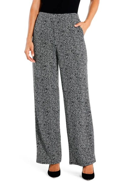 Nic + Zoe Etched Tweed Wide Leg Ankle Pant In Black Multi