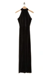 By Design Mock Neck Sleeveless Velvet Maxi Dress In Black