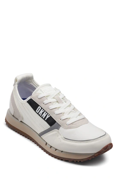 Dkny Men's Mixed Media Runner Sneakers In White