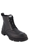 Dkny Men's Perforated Rubber Lug Sole Wingtip Boots In Black