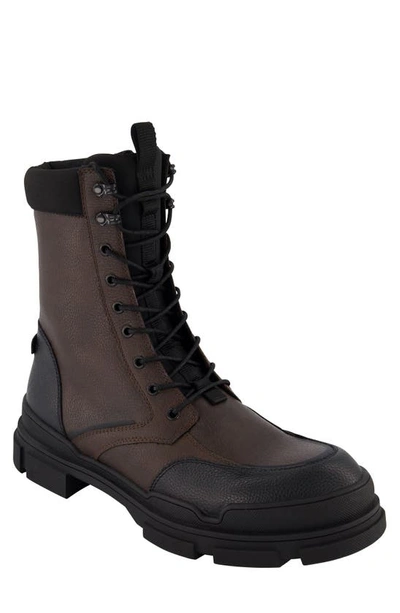 Dkny Men's Side Zip Tall Rubber Lug Sole Boots In Brown