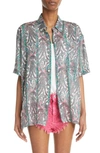 Isabel Marant Bilya Paisley Cotton & Silk Button-up Shirt In Green Multi