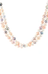 Effy Sterling Silver 8–9mm Multicolor Freshwater Pearl Long Necklace In Peach Multi