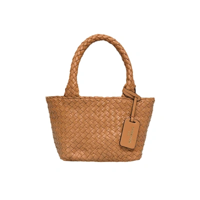 Carmen Sol Elba Metallic Small Tote In Brown