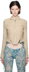 KNWLS SSENSE EXCLUSIVE BEIGE LEATHER JACKET