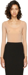 WOLFORD WOLFORD TAN SHEER BUENOS AIRES STRING BODYSUIT,78055