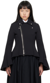 Noir Kei Ninomiya Peplum-hem Zip-up Jacket In 1 Black