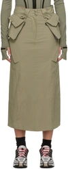 Hyein Seo Khaki Overlay Maxi Skirt In Khaki