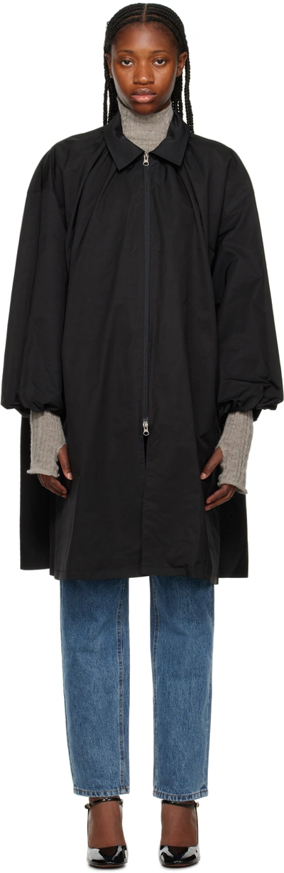 Amomento Long-sleeve Zip-up Dress In Black