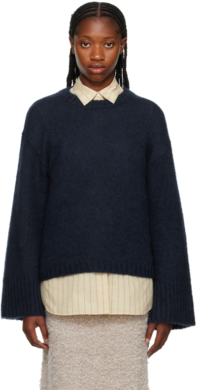 By Malene Birger Cyrema Rib-knit Sweater In 2q7 Navy Blazer