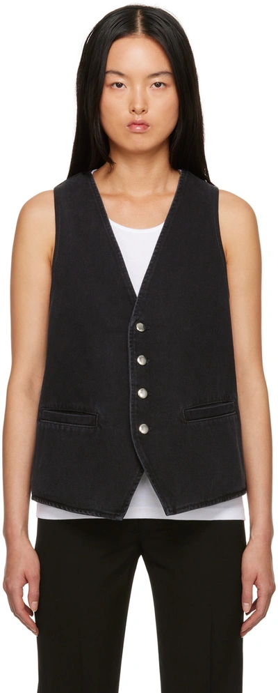 Ann Demeulemeester Black Charlotte Denim Vest In 070 Grey