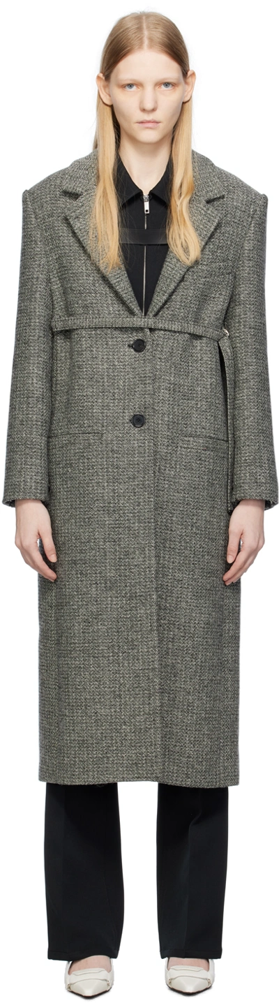 Courrèges Black & White Tailored Coat In Grey