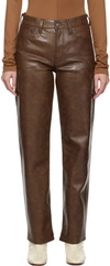 AGOLDE BROWN SLOANE LEATHER PANTS