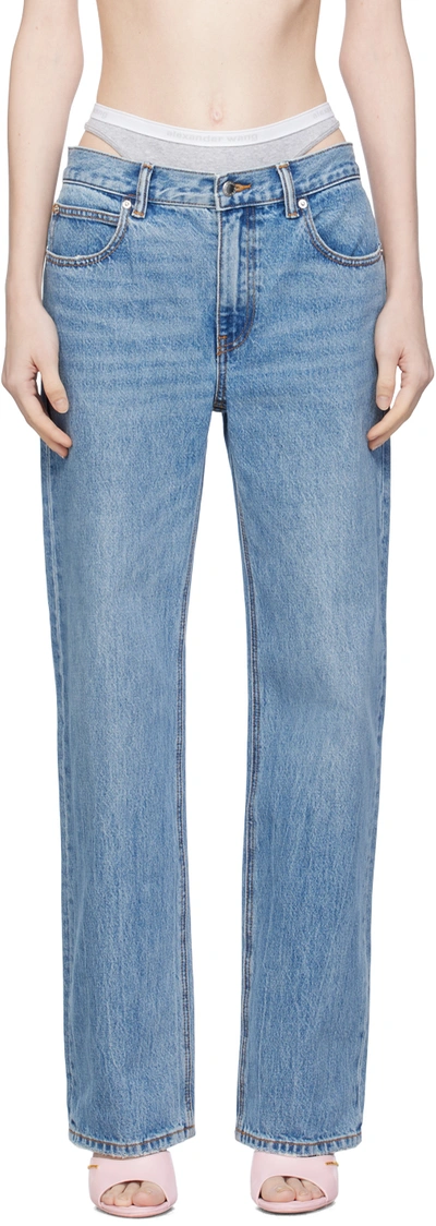 Alexander Wang Low Rise Bowed Gusset Jean In Blue
